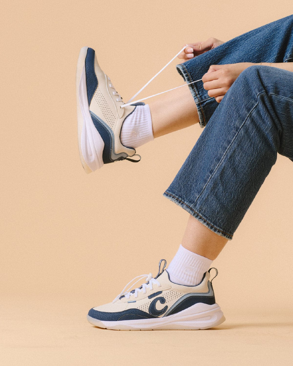 Women's Strada - Sand / Navy / White - Image 7
